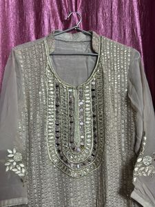 Embroidered Kurta with Mirror Work