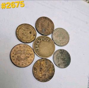 7 Vintage worldwide Token coins
