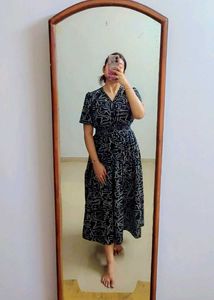 Stylish Black&White Print Dress[FREE DELIVERY]