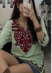 Embroidered Mint Green Kurta