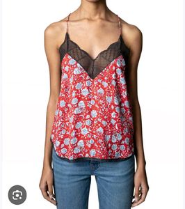 Floral Print Camisole with Lace Trim
