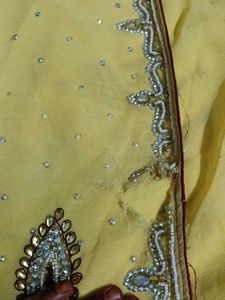 Beautiful Yellow Embellished Saree