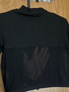 Black Ribbed Mesh Corset Top