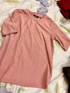 Ribbed Pink Short Sleeve Top
