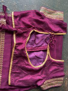 Elegant Purple Saree with Elephant Embroidery