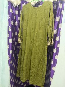 Embellished Olive Green Kurta