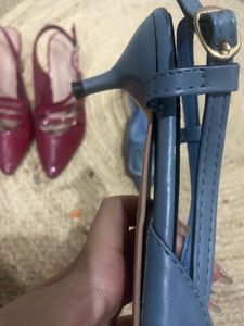 set of 2 heels  Red Patent &amp; blue kitten he
