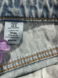 H&amp;M Light Wash Ripped Wide Leg Jeans
