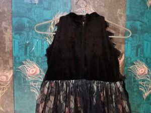 Girls Black &amp; Peach Layered Lace Party Gown
