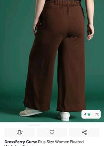 Stylish Brown Pleated Wide Leg Trousers