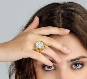Gold Quartz Ring Watch