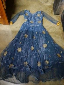 Blue Embroidered Ethnic Gown