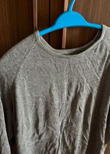 Grey Drawstring Knit Top