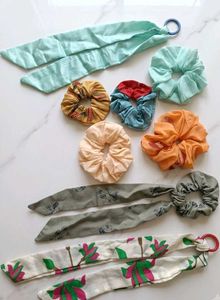 Pack of 8 Scrunchies & Hair Scarves