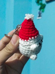 Cute Crochet Santa Keychain 🎄