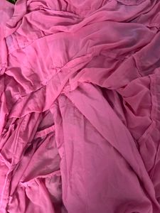 Pink flowy kurta with embroided dupatta