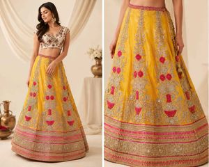 Yellow Embroidered Lehenga Choli Set