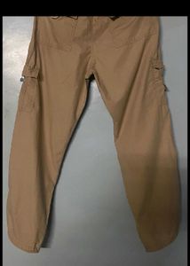 Khaki And Black Parachute Cargo Pants