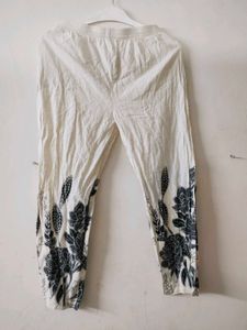 Elegant White Kurta with Black Floral Print