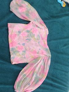 Sheer Floral Print Long Sleeve Top