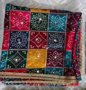 Vibrant Patchwork Dupatta with Mirror Work