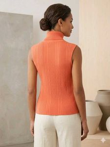 Sleeveless Ribbed Turtleneck Top