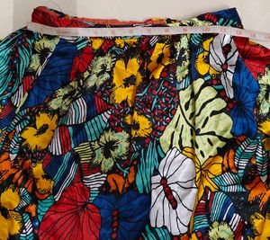 Vibrant Floral Print Boho Midi Skirt
