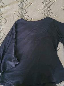 Navy Blue Bell Sleeve Top