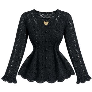 Elegant Black Crochet Cardigan 🌺