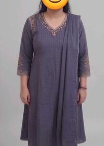 Elegant dusty lavender Kurta Set with Dupatta