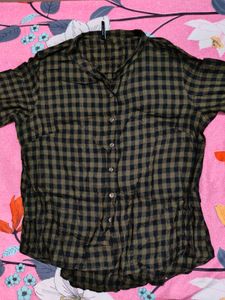 Green Checked Long Sleeve Top