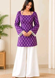 Purple Printed Kurta
