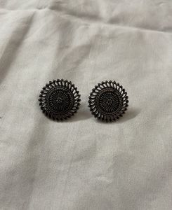 Oxidized Floral Stud Earrings