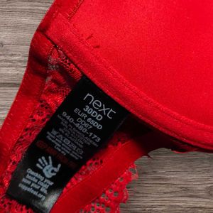Next UK Padded Underwired Red Lace Pushup Bra
