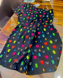 S, L and XL size One-Shoulder Romper with Heart