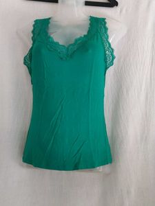 tezenis Green Lace Trim Cami Top