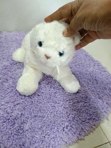 Cute White Plush Cat Toy