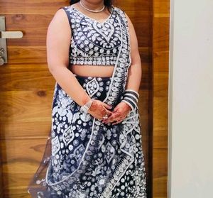 Stunning Navy Blue Embroidered Lehenga Choli