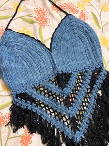 Boho Crochet Fringe Halter Top