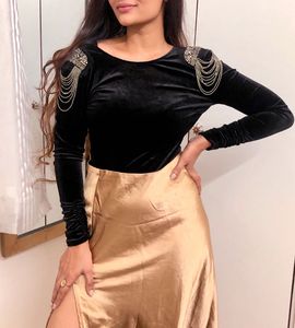 Satin Gold Midi Skirt