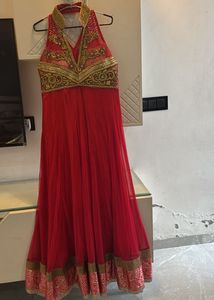 Stunning Red Embellished Anarkali Gown