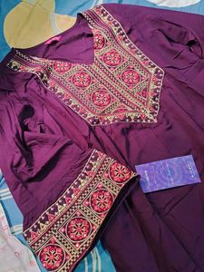 Embroidered Purple Kurta