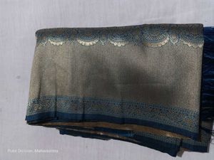 Elegant Teal &amp; Gold Saree