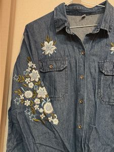 Embroidered Denim Shirt Dress