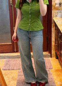 y2k fitted Button-Up Shirt