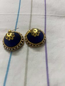 Blue Silk Thread Bangles &amp; Jhumka Earrings