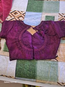 WINE COLOUR saree with Fancy work blouse