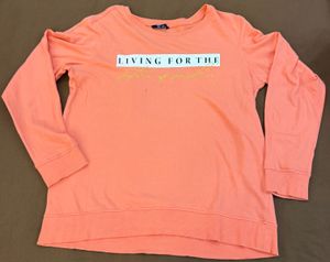 Coral Crew Neck Graphic Sweatshirt