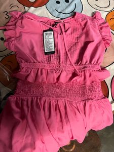 Chic Pink Smocked Waist Mini Dress
