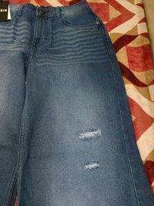 Shein Wide Leg Distressed Denim Jeans